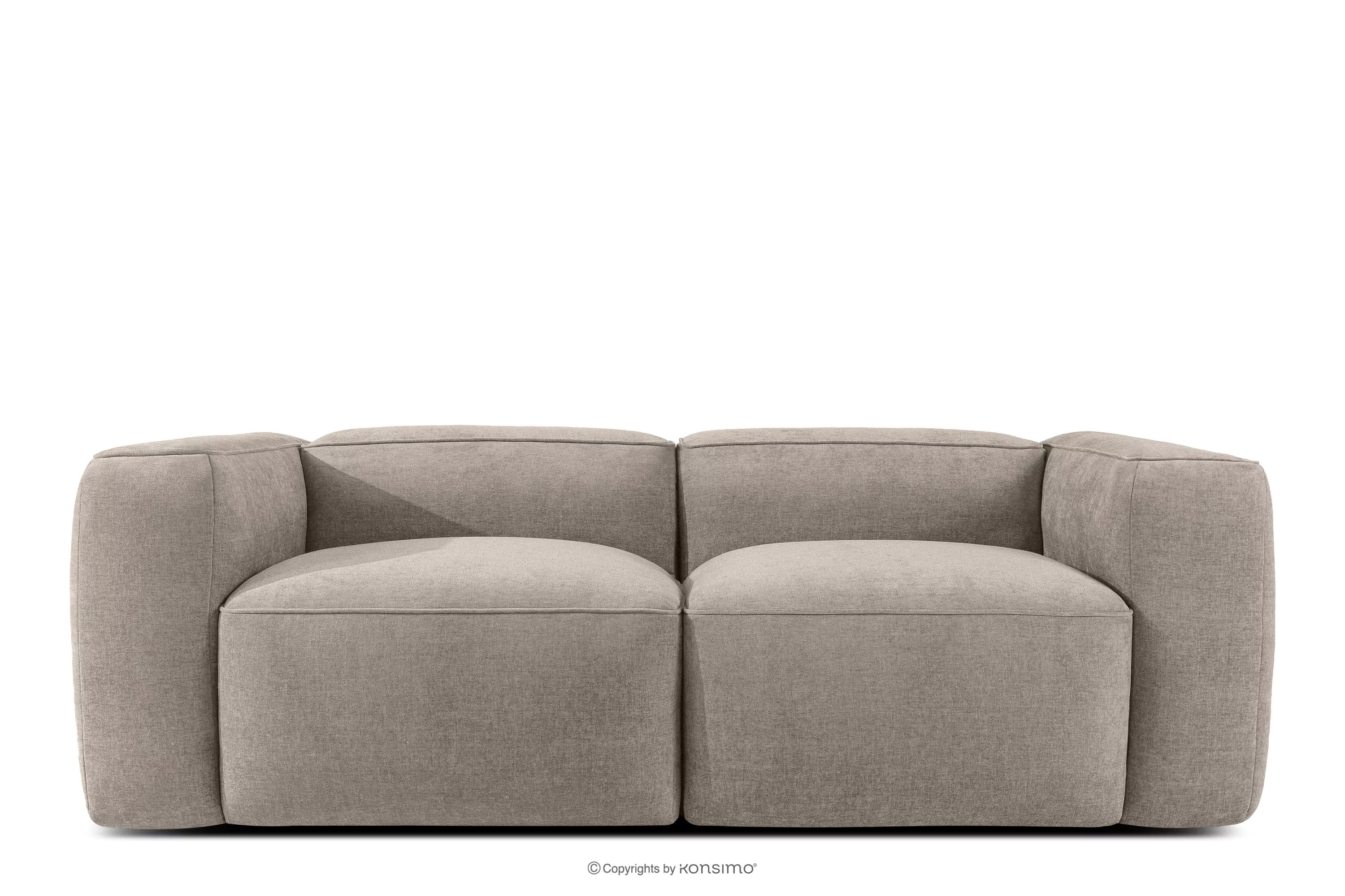 Miękka sofa dwuosobowa w tkaninie plecionej beżowy FUBBO
