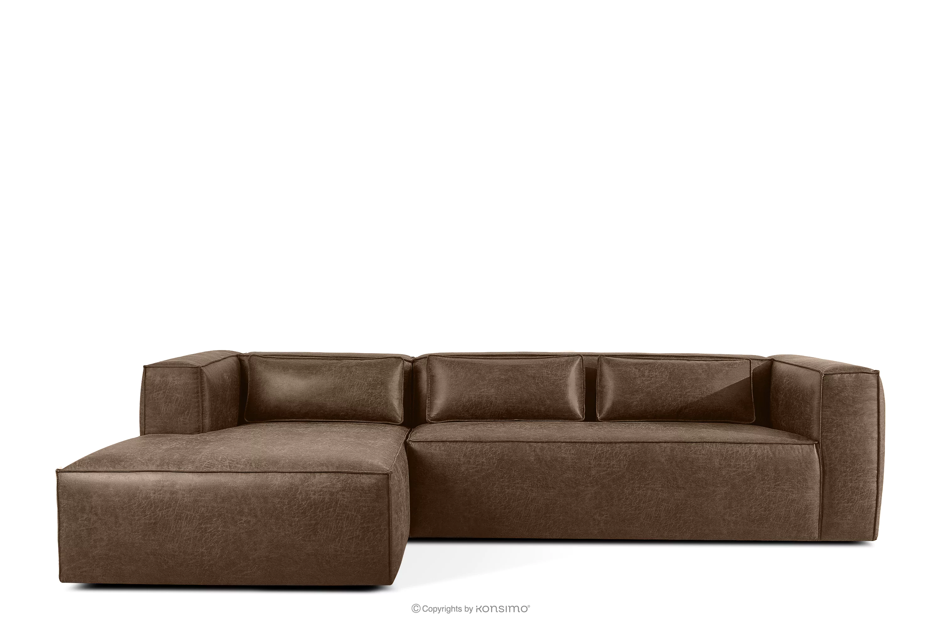 Narożnik w stylu loft tkanina skóropodobna ciemny brązowy lewy FEROX