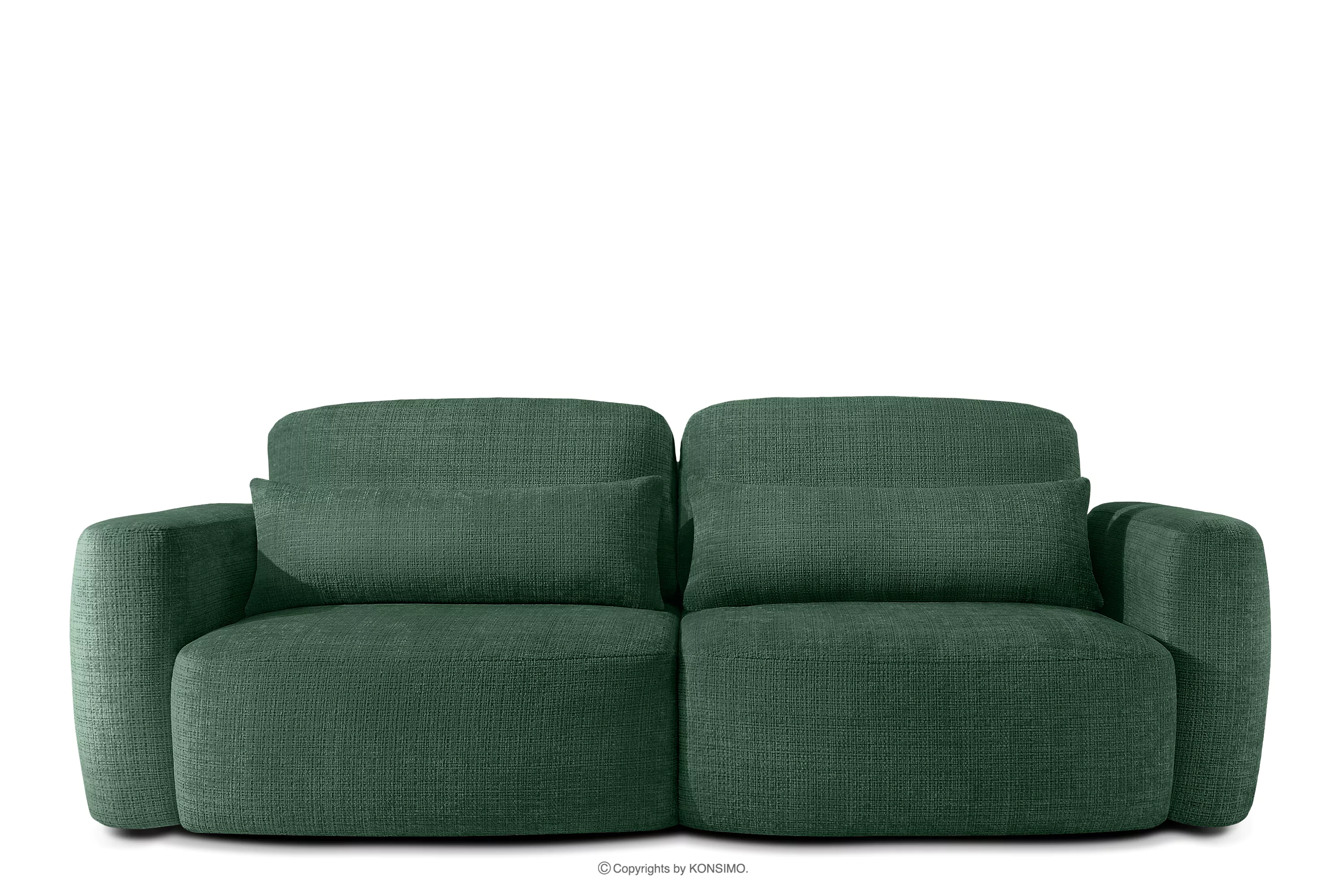 Sofa trzyosobowa w stylu japońskim w tkaninie szenil zielony ELOSA