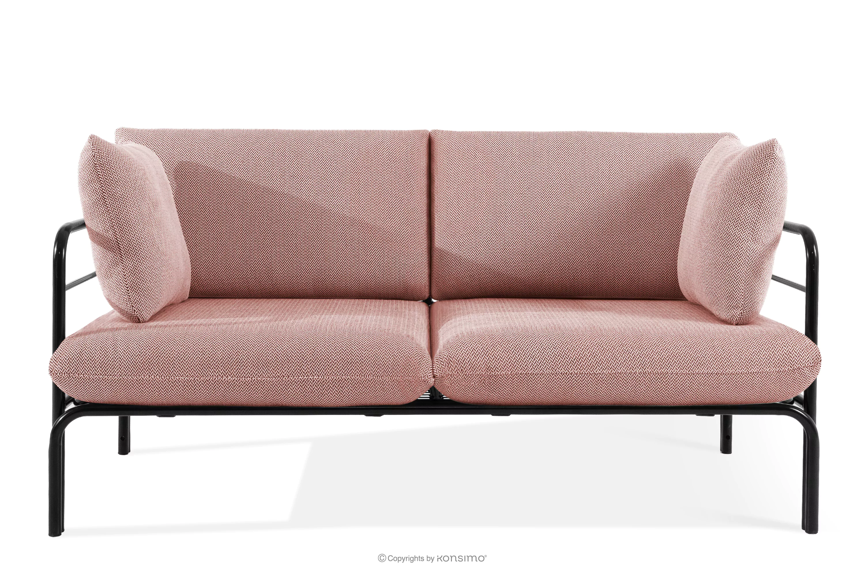 Loftowa sofa ogrodowa 2 na metalowych nogach antracytowy/czerwony/biały RAMBE