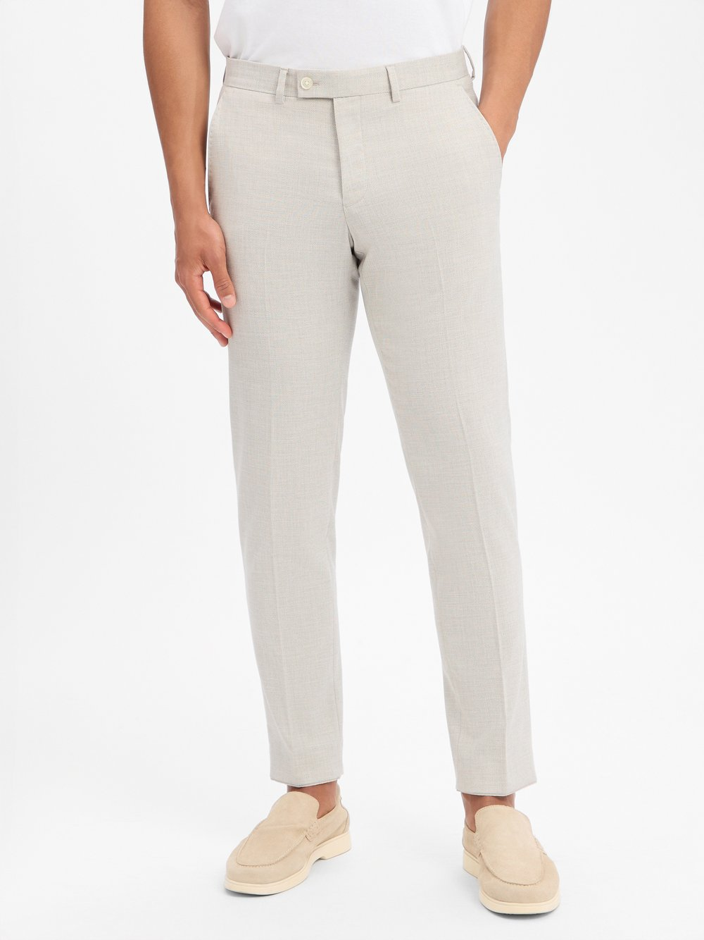 Finshley & Harding London Męskie spodnie garniturowe Mężczyźni Slim Fit beżowy, 98