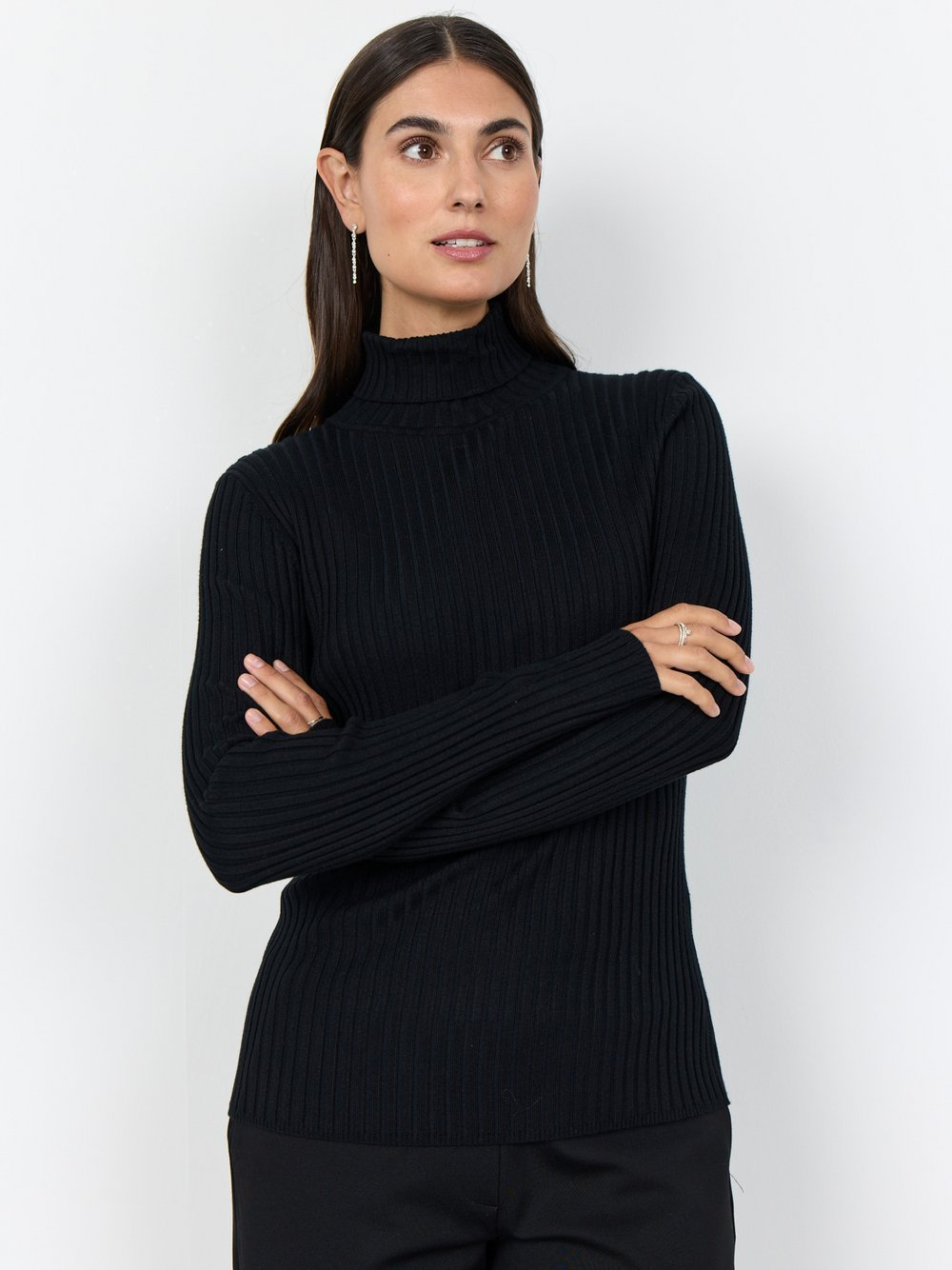 soyaconcept® Damski sweter z dzianiny - Dollie Kobiety wiskoza czarny, M