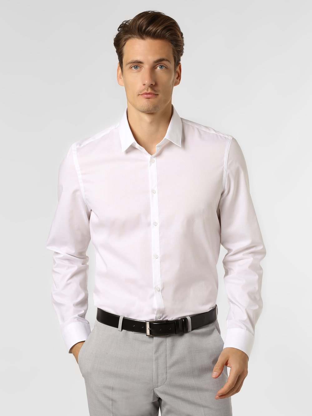 Finshley & Harding London Koszula męska Mężczyźni Slim Fit Bawełna biały, 35-36