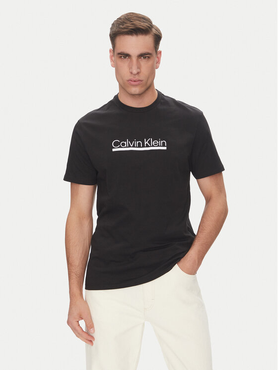 Calvin Klein T-Shirt Outline Tape Graphic LV04RC852G Czarny Regular Fit