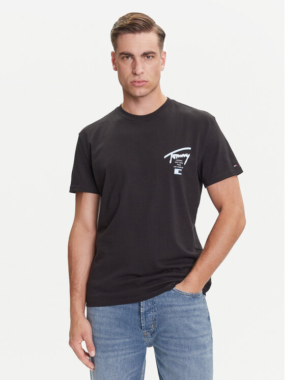 Tommy Jeans T-Shirt Signature City DM0DM21934 Czarny Regular Fit