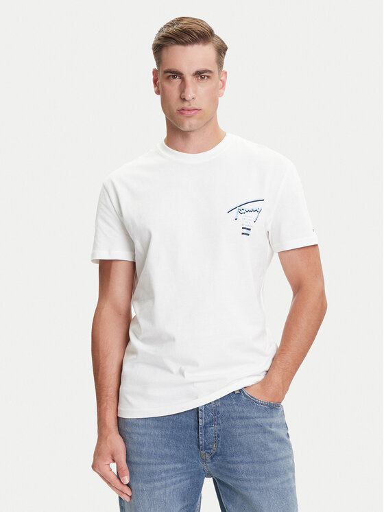 Tommy Jeans T-Shirt Signature City DM0DM21934 Biały Regular Fit