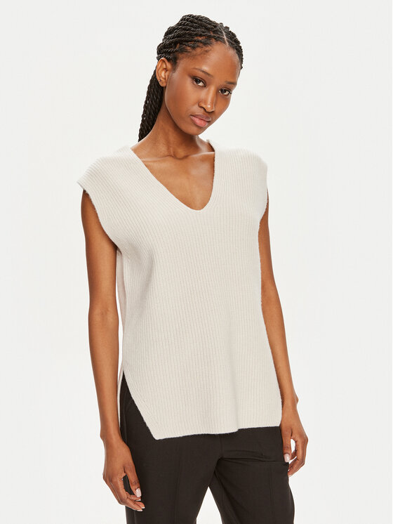 Calvin Klein Sweter K20K207249 Écru Regular Fit