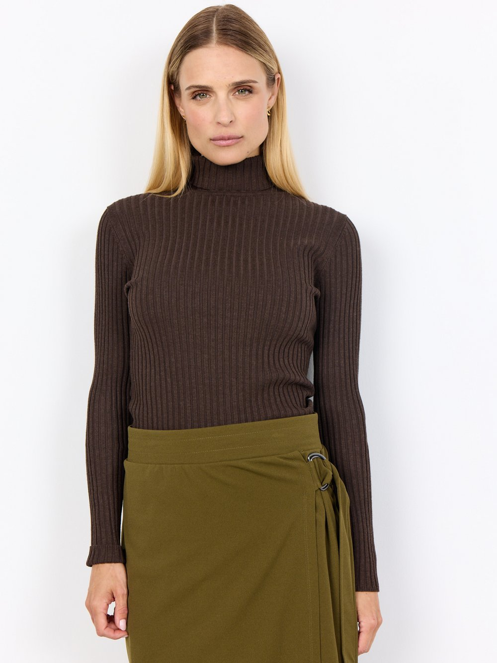 soyaconcept® Damski sweter z dzianiny - Dollie Kobiety wiskoza brązowy, XXL