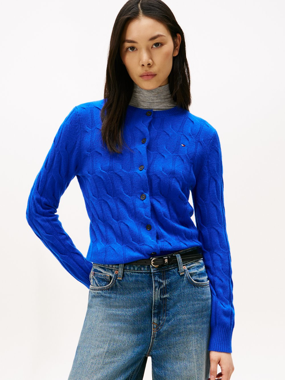 Tommy Hilfiger Kardigan damski Kobiety drobna dzianina niebieski, XS