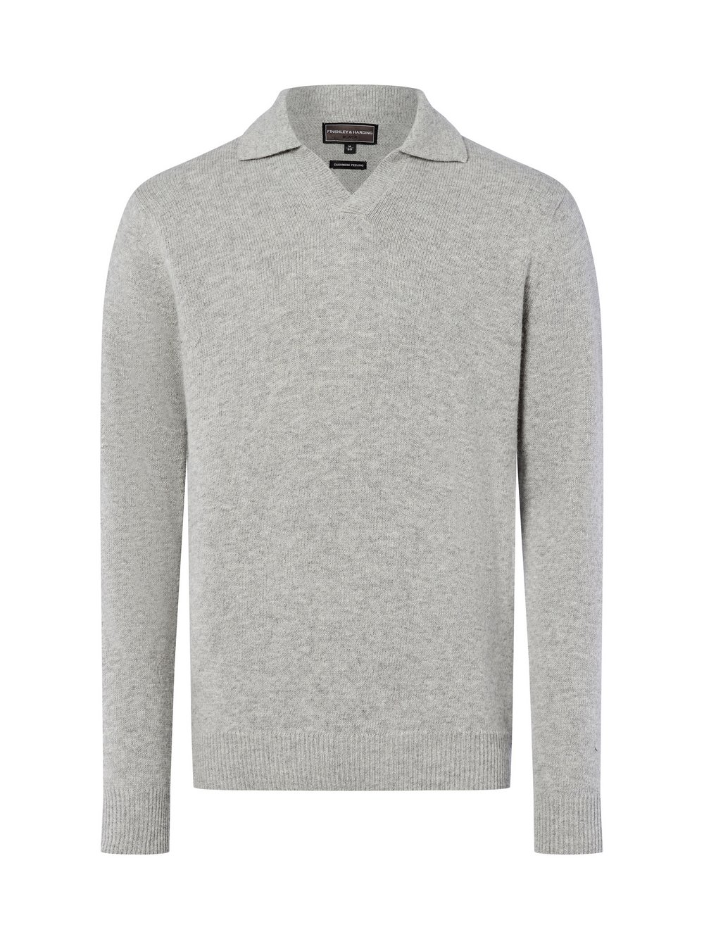 Finshley & Harding Męski sweter z dzianiny z zawartością kaszmiru Mężczyźni szary, XL