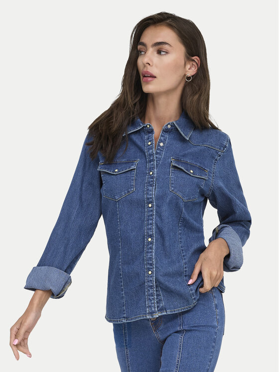 ONLY Koszula jeansowa Sasia 15352339 Niebieski Slim Fit
