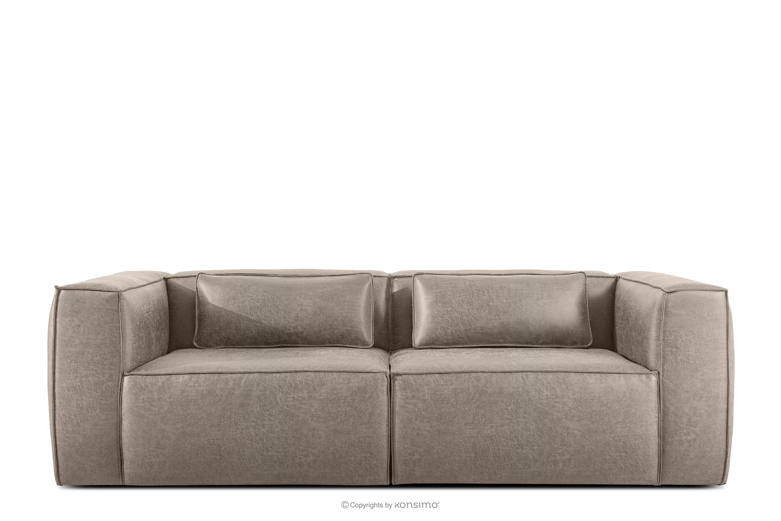 Sofa trzyosobowa w stylu loft tkanina skóropodobna jasny szary FEROX
