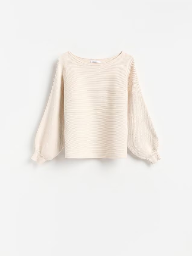 Reserved - Sweter z bawełną - kremowy