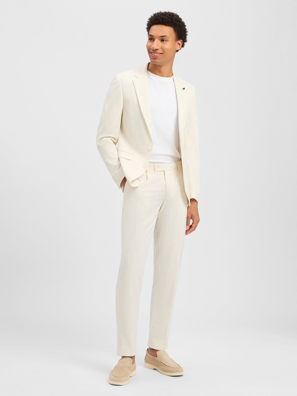 Finshley & Harding London Garnitur - Brixdon-11-Hudson Mężczyźni Slim Fit biały, 56