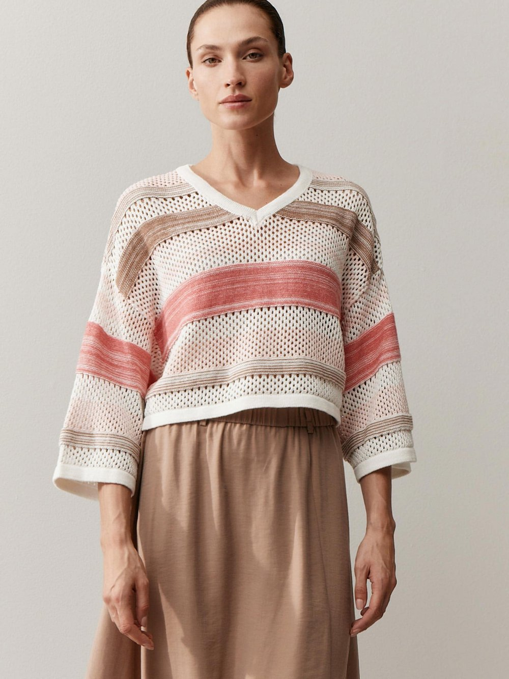More & More Sweter damski z dzianiny Kobiety Sztuczne włókno różowy, 42