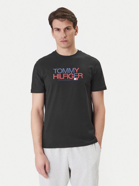 Tommy Hilfiger T-Shirt Brand Love Big Text MW0MW42369 Czarny Regular Fit