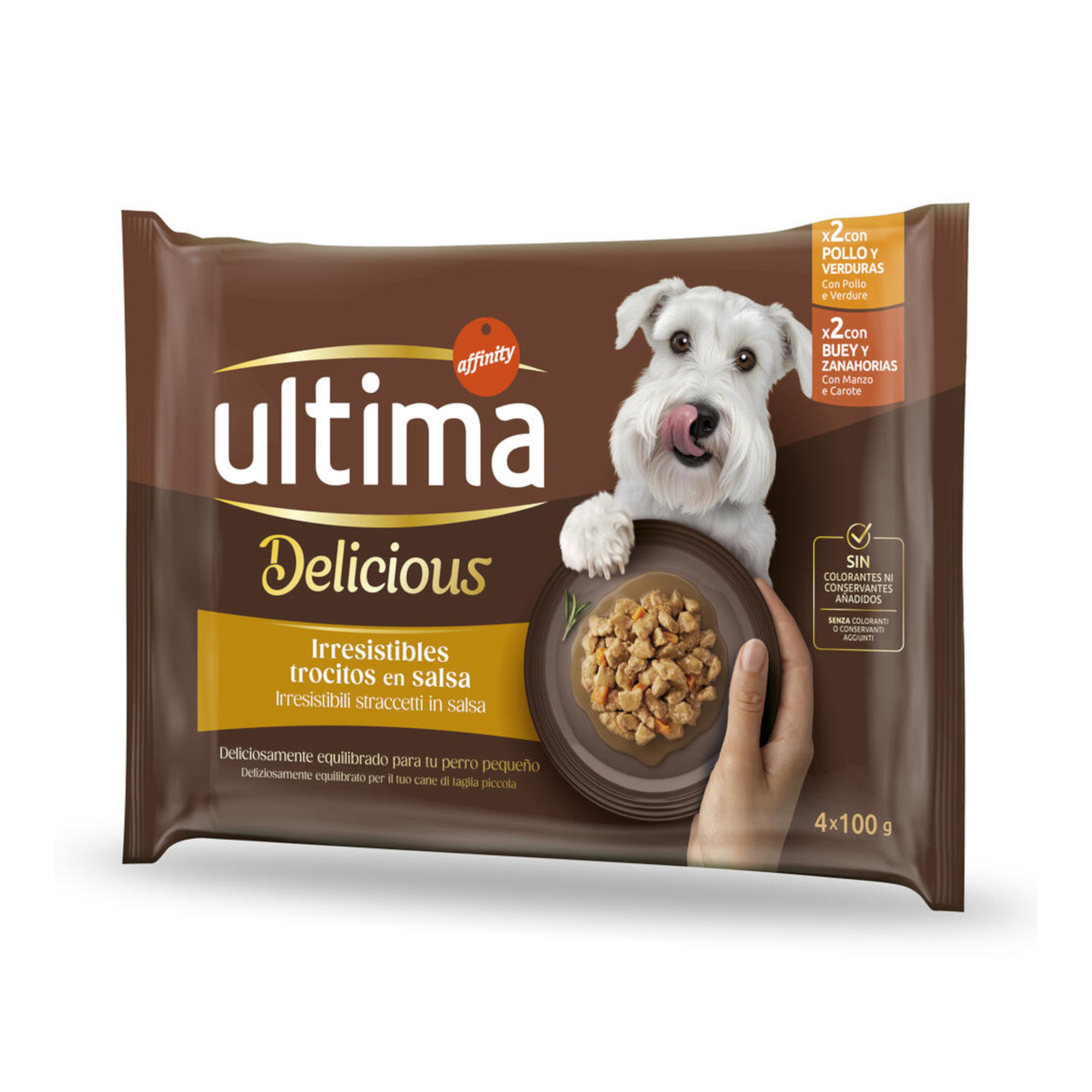 Ultima Delicious Adult Mini w sosie, 44 x 100 g - Kurczak i wołowina