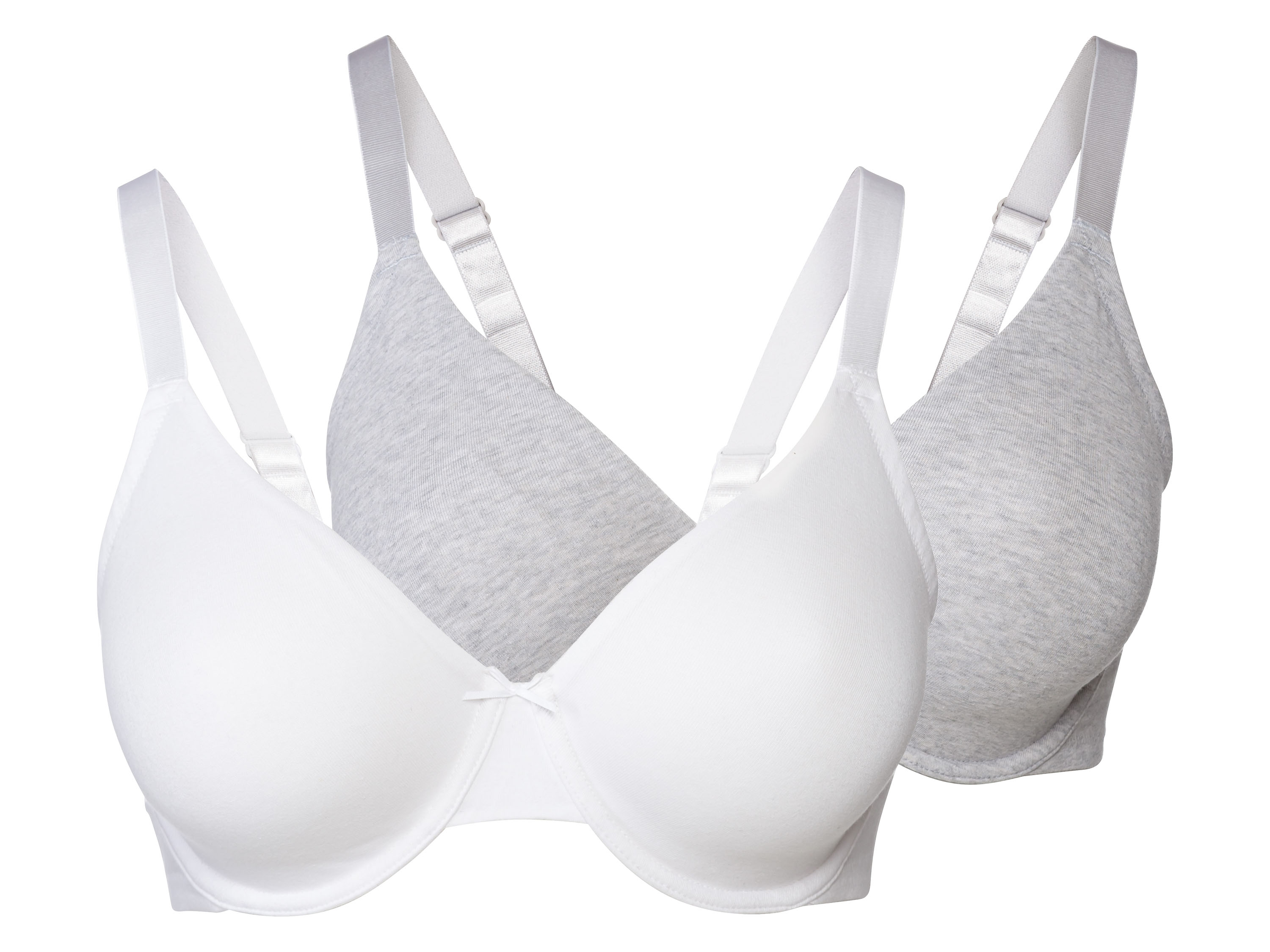 esmara® Biustonosz damski z fiszbinami, 2 sztuki (85D, Jasnoszary/ biały)