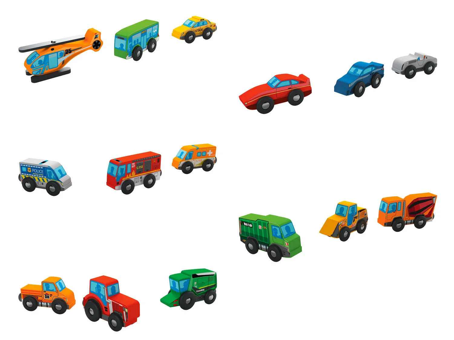 PLAYTIVE Zestaw 3 drewnianych pojazdów miniaturka