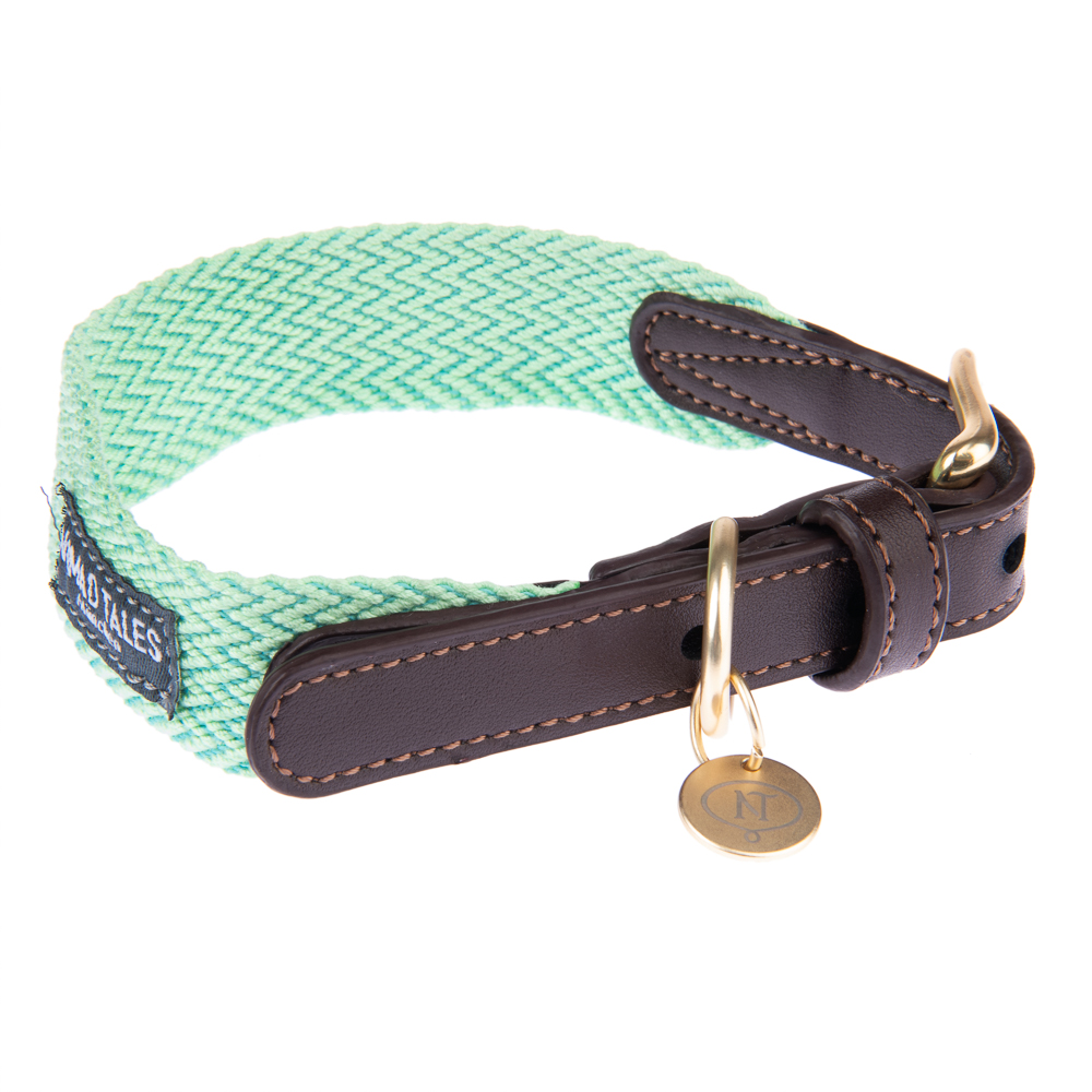 Nomad Tales Bloom, obroża, kolor mint - Rozmiar S: obwód szyi: 36 - 40 cm, szer. 25 mm