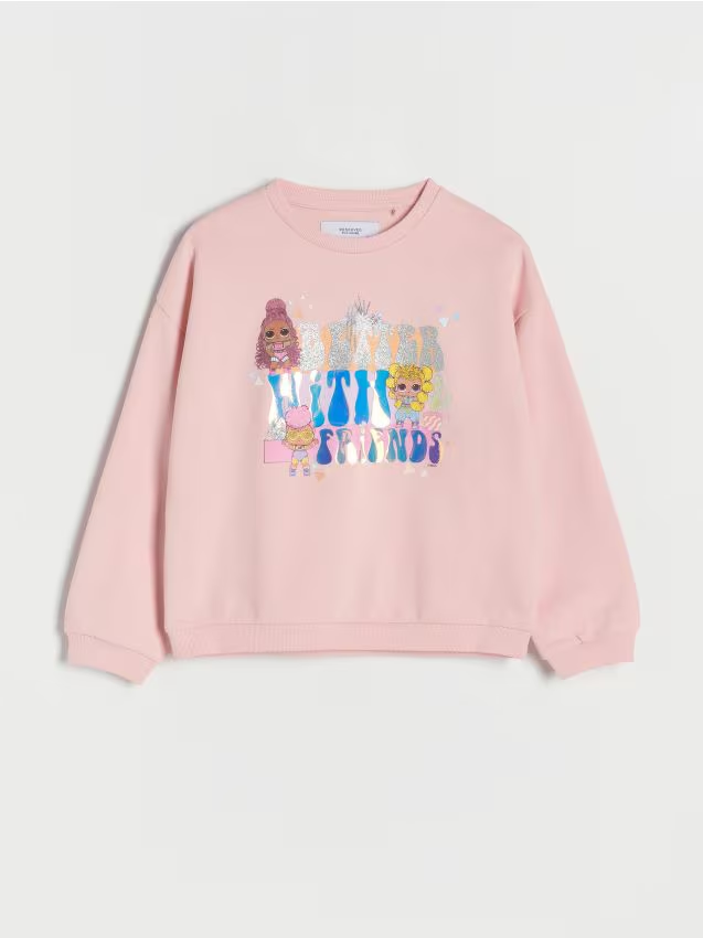 Reserved - Bawełniana bluza L.O.L. Surprise - pastelowy róż