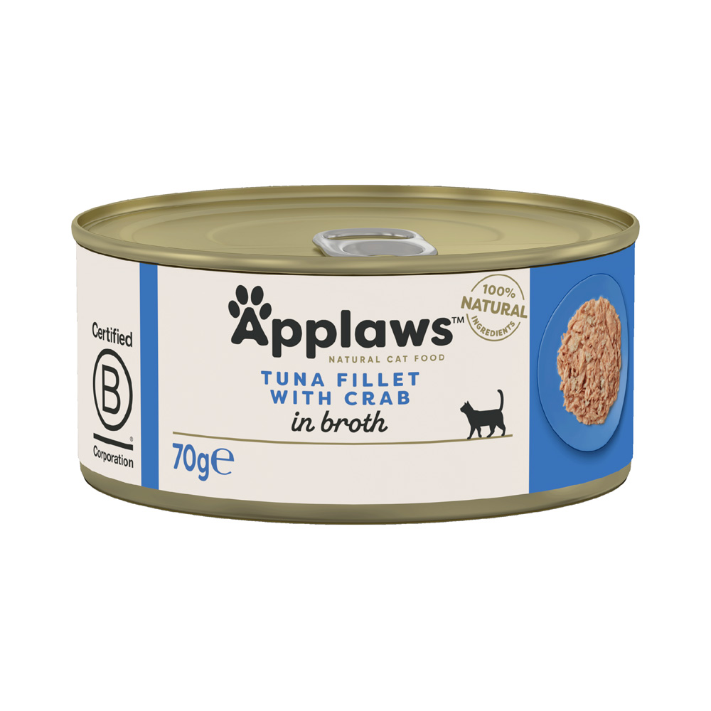 Applaws w bulionie, 6 x 70 g - Filet z tuńczyka z krabami