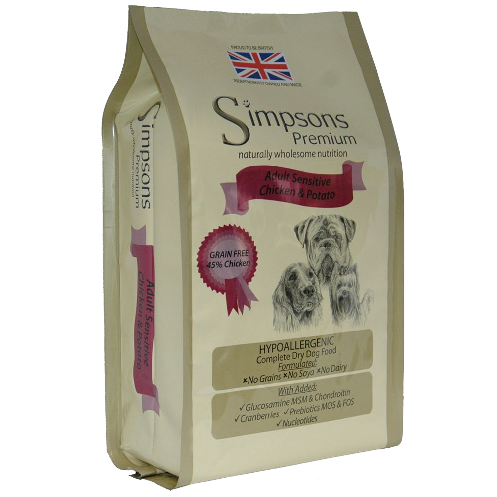 Simpsons Premium Adult Sensitive, kurczak z ziemniakami - 12 kg