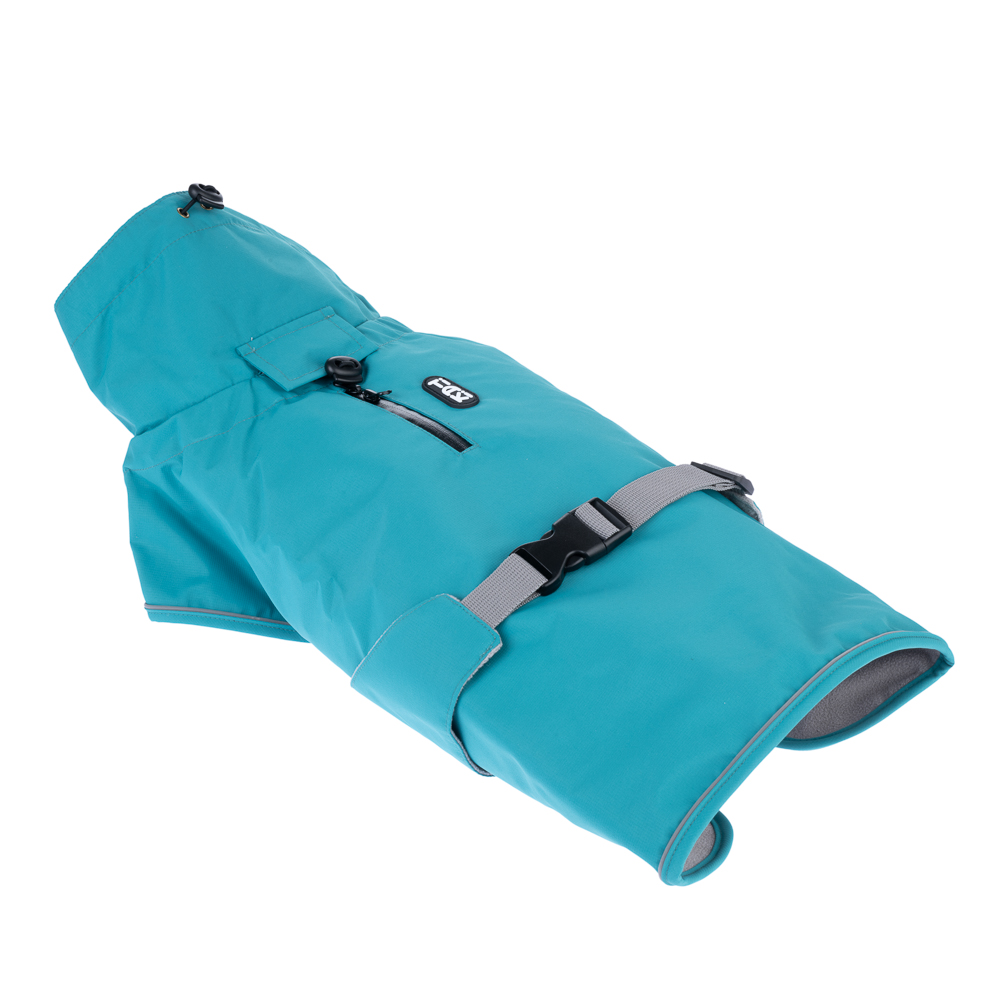TIAKI płaszcz przeciwdeszczowy dla psa Teal - Długość grzbietu: ok. 50 cm
