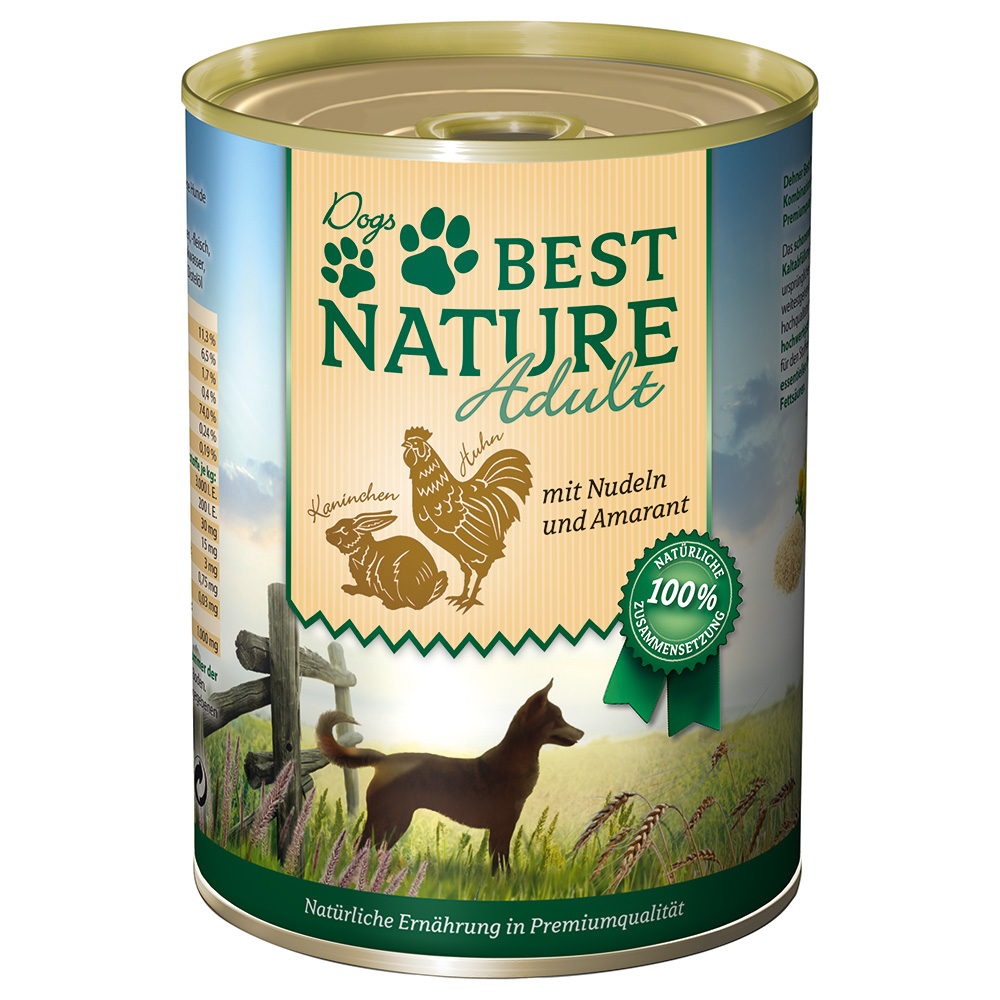 Best Nature Dog Adult 12 x 400 g - Królik, kurczak i makaron