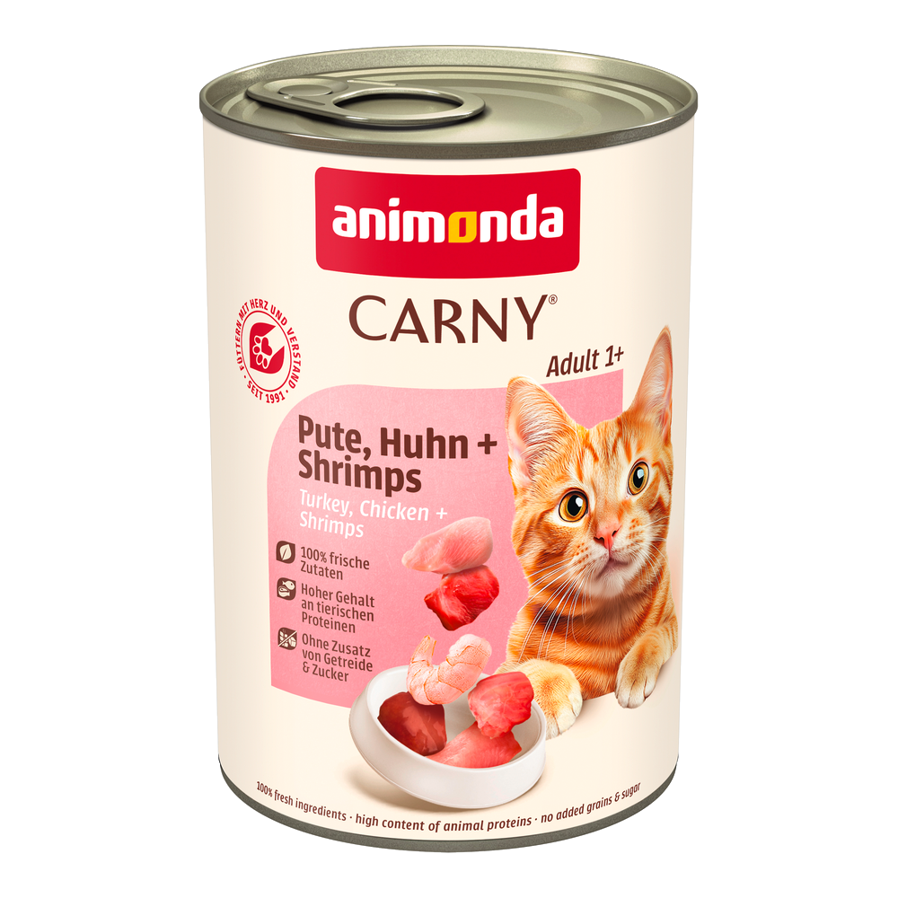 animonda Carny Adult, 6 x 400 g - Indyk i kurczak z krewetkami