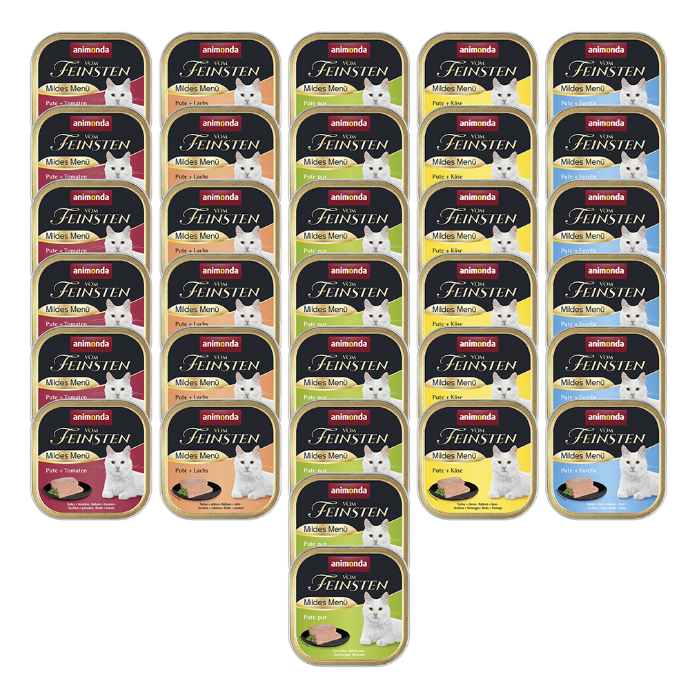 Megapakiet animonda vom Feinsten Adult, 32 x 100 g - Łagodny pakiet mieszany, 5 smaków