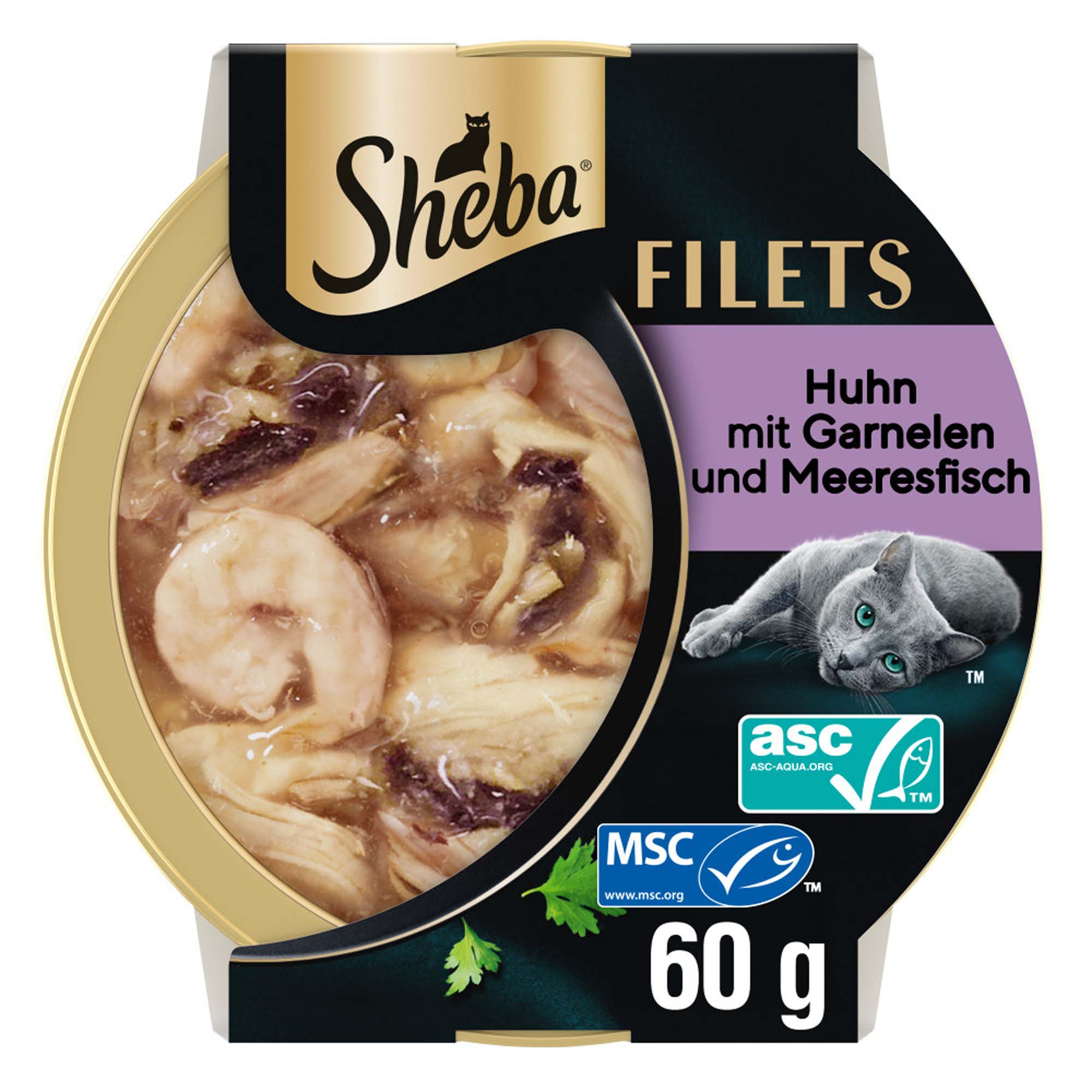 Megapakiet Sheba Filets, 32 x 60 g - Kurczak z krewetkami
