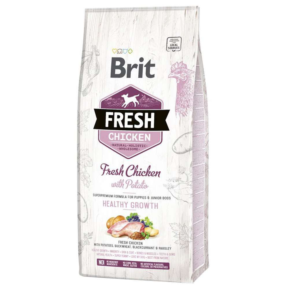 Dwupak Brit Fresh - Puppy Healthy Growth, kurczak z ziemniakami, 2 x 12 kg