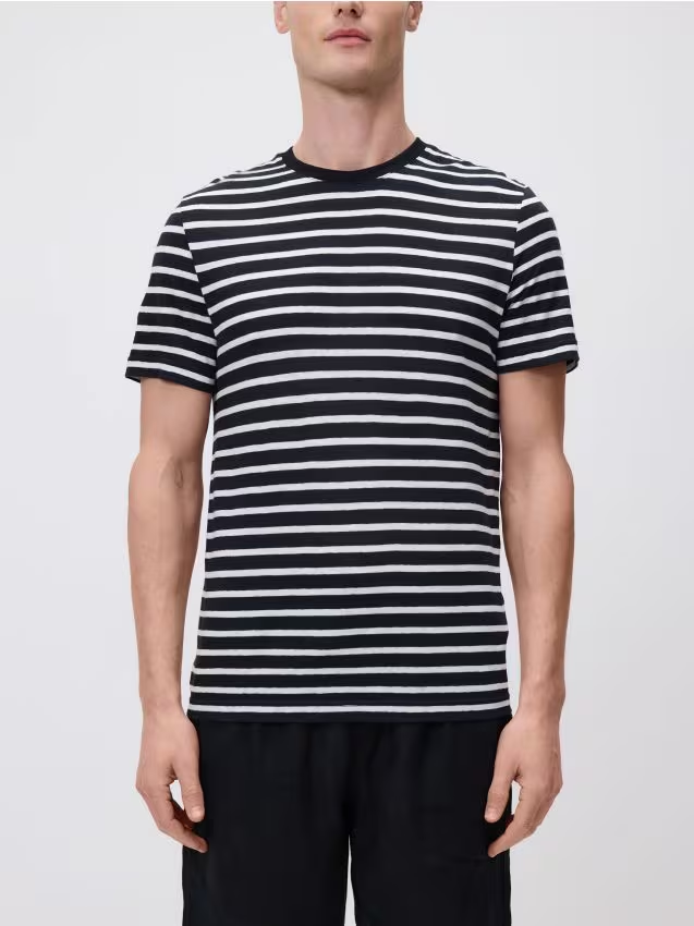 Reserved - T-shirt regular z lnem - czarny