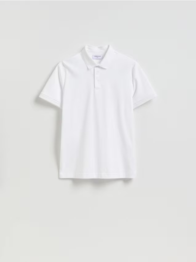 Reserved - Polo slim z bawełny pima - biały