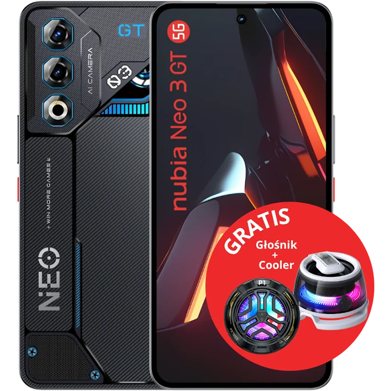 Zestaw nubia Neo 3 GT 5G 12/256GB+cooler+głośnik Czarny