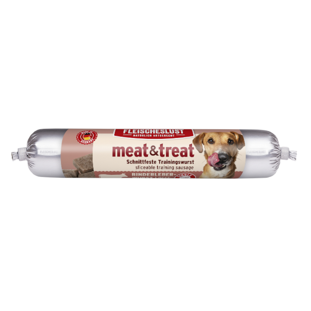 Fleischeslust Meat & Treat, kiełbaska treningowa - Wątróbka wołowa, 3 x 80 g