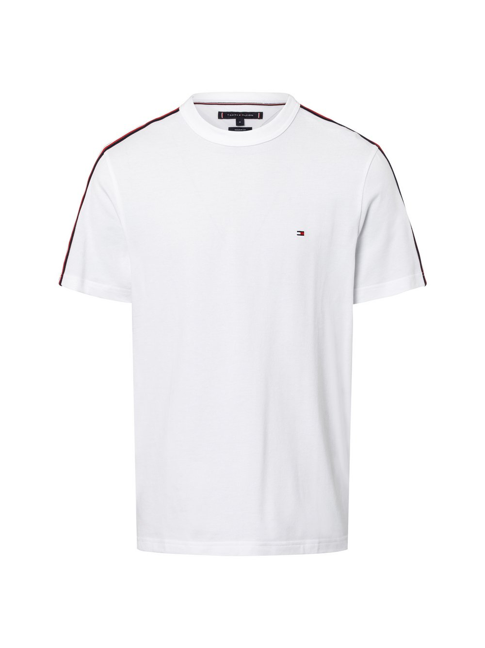 Tommy Hilfiger Koszulka męska - Global Stripe Tape Tee Mężczyźni Bawełna biały, XXL