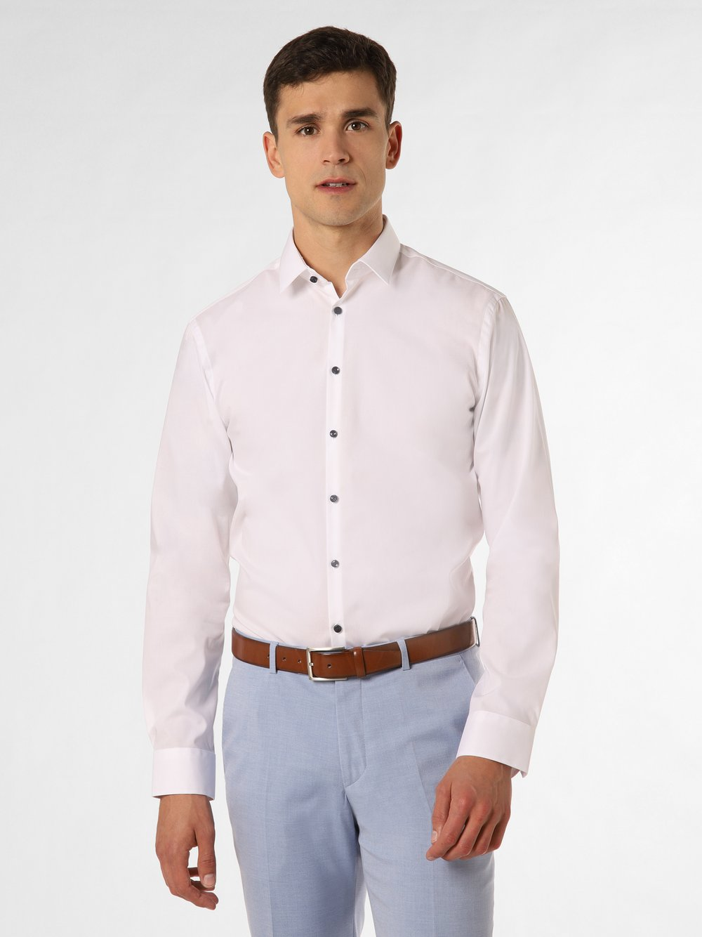 Finshley & Harding London Koszula męska Mężczyźni Slim Fit Bawełna biały, 33-34
