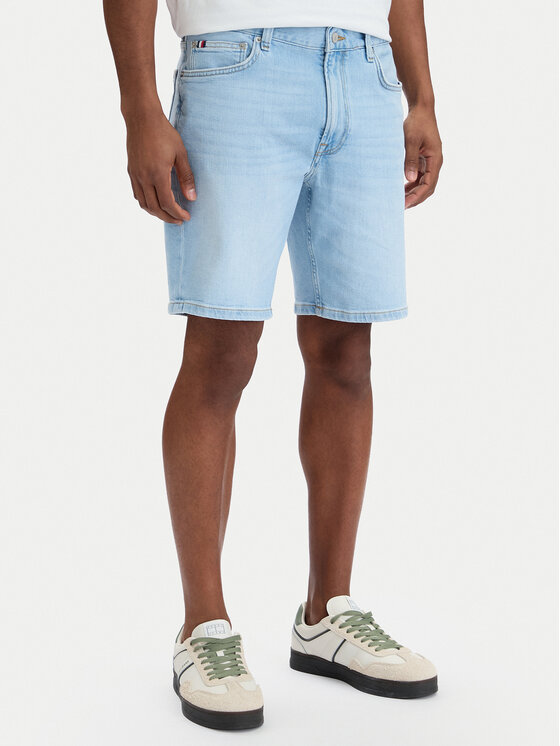 Tommy Hilfiger Szorty jeansowe Denton MW0MW42625 Niebieski Straight Fit