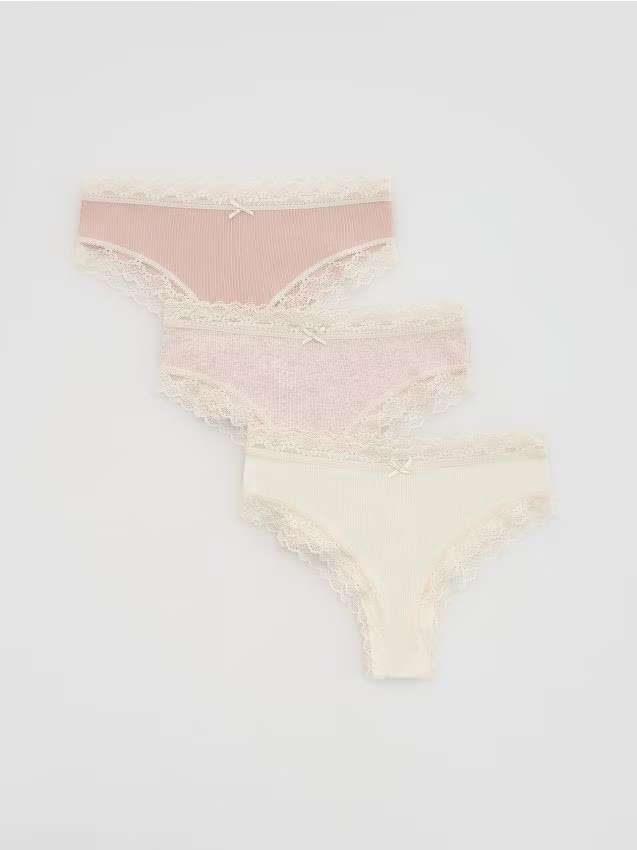 Reserved - Bawełniane majtki brazyliany 3 pack - pastelowy róż