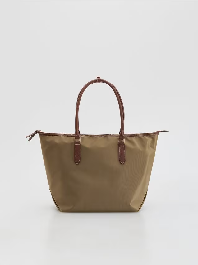 Reserved - Tkaninowa torebka shopper - beżowy