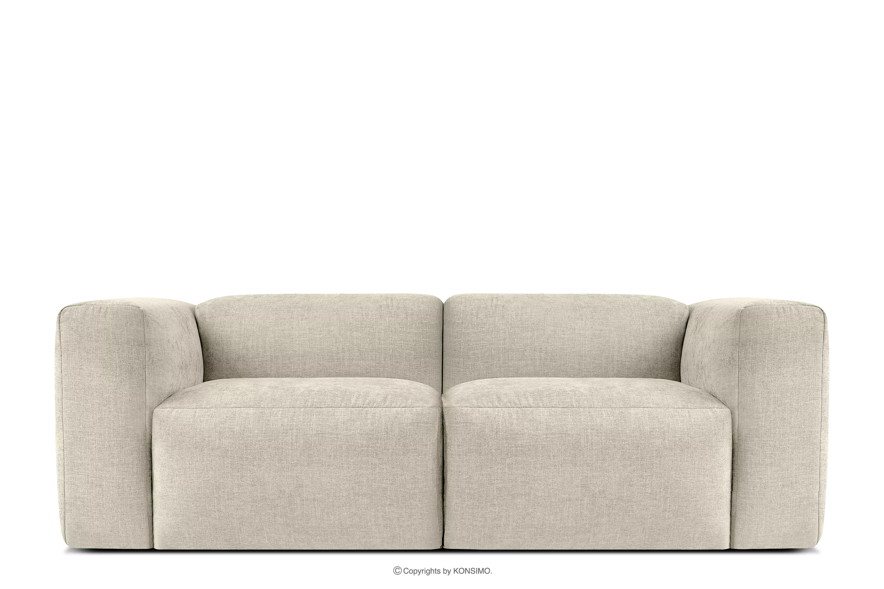 Sofa boho modułowa dwuosobowa w tkaninie plecionej ecru BUFFO