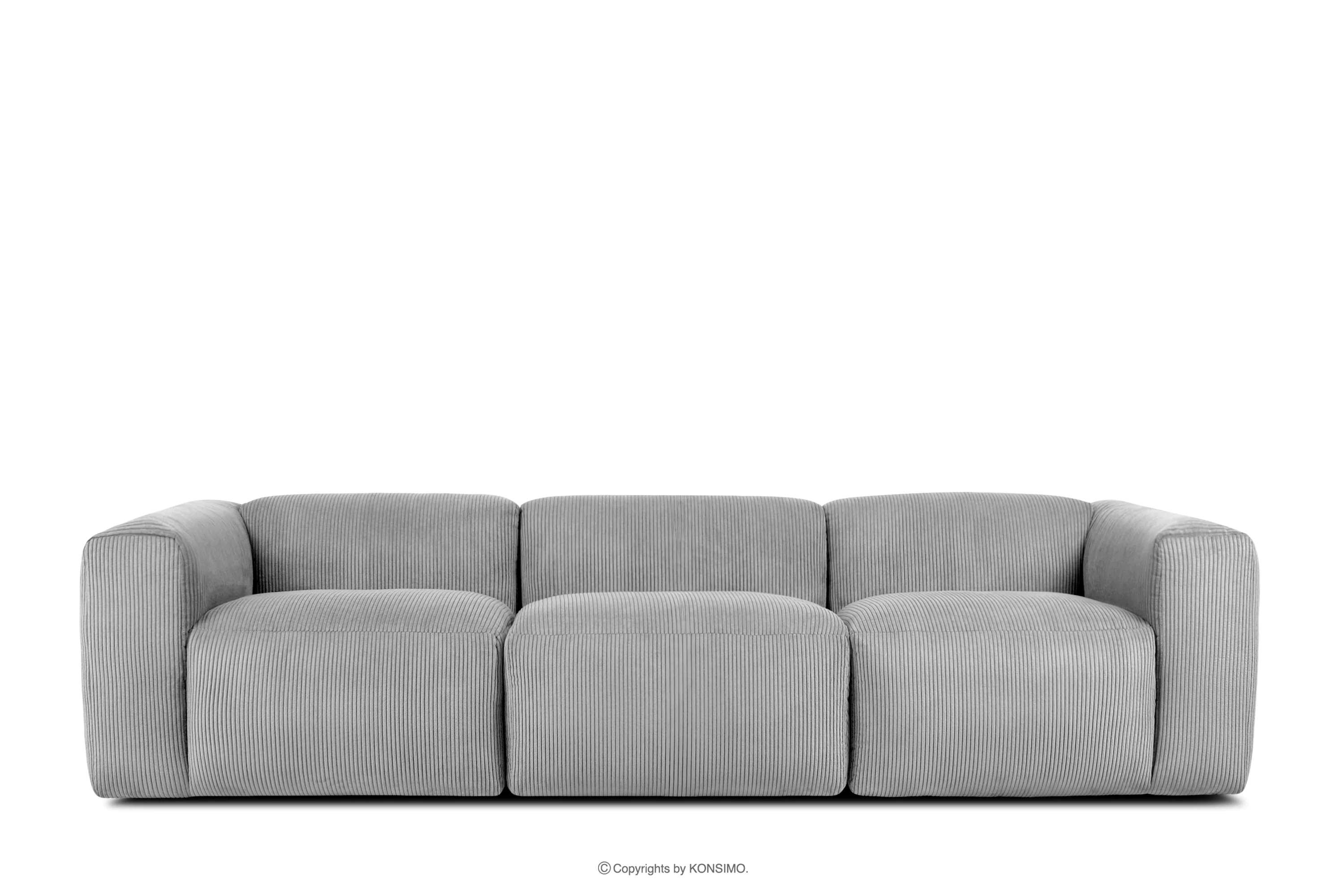 Sofa 3 modułowa w tkaninie sztruks jasny szary BUFFO