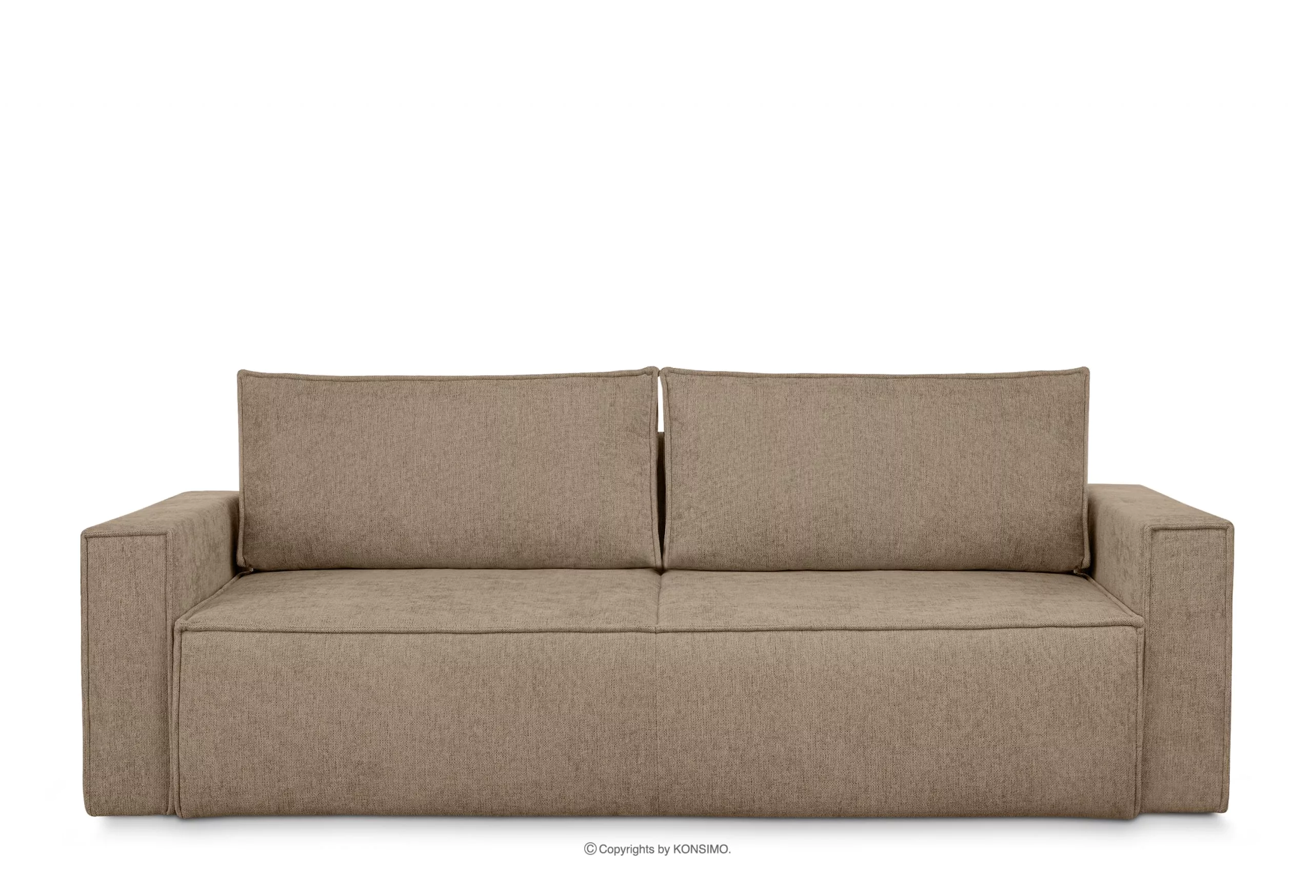 Sofa 3 z funkcją spania w tkaninie plecionej jasny brązowy NAPI II