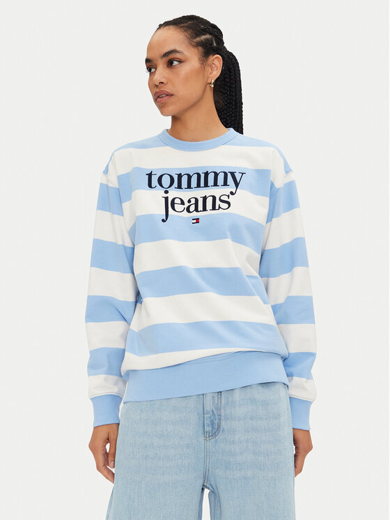 Tommy Jeans Bluza Ess Logo DW0DW19041 Niebieski Relaxed Fit
