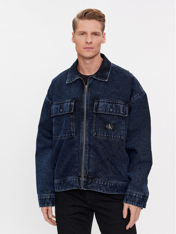 Calvin Klein Jeans Kurtka jeansowa J30J324575 Granatowy Boxy Fit