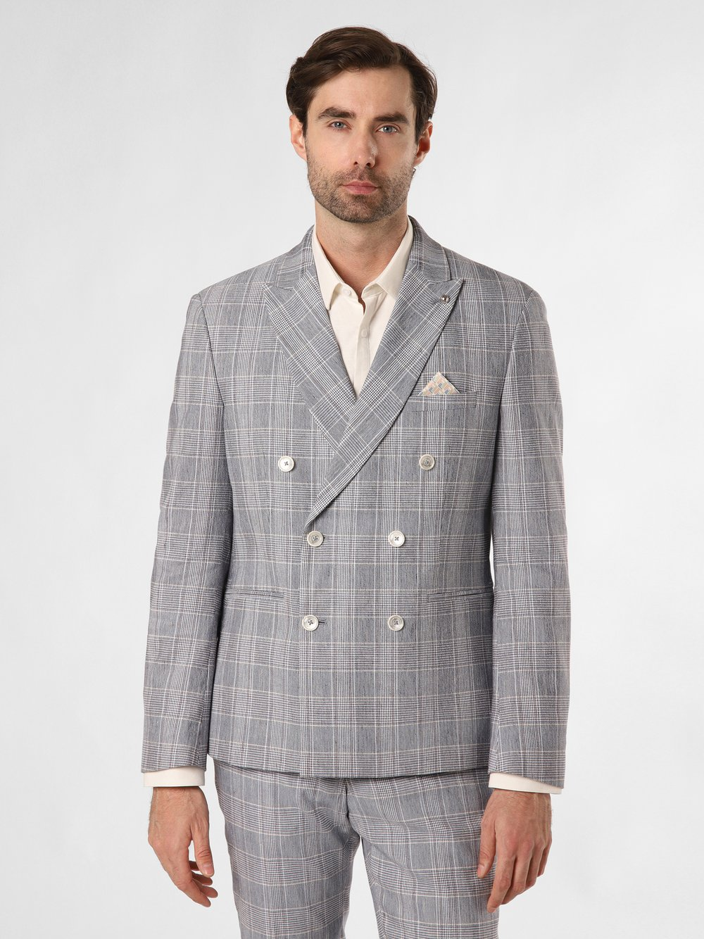 Finshley & Harding London Męska kurtka modułowa z zawartością lnu - Brixdon Mężczyźni Slim Fit Bawełna niebieski, 48