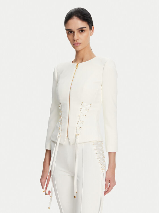 Elisabetta Franchi Marynarka GI-135-51E2 Biały Regular Fit