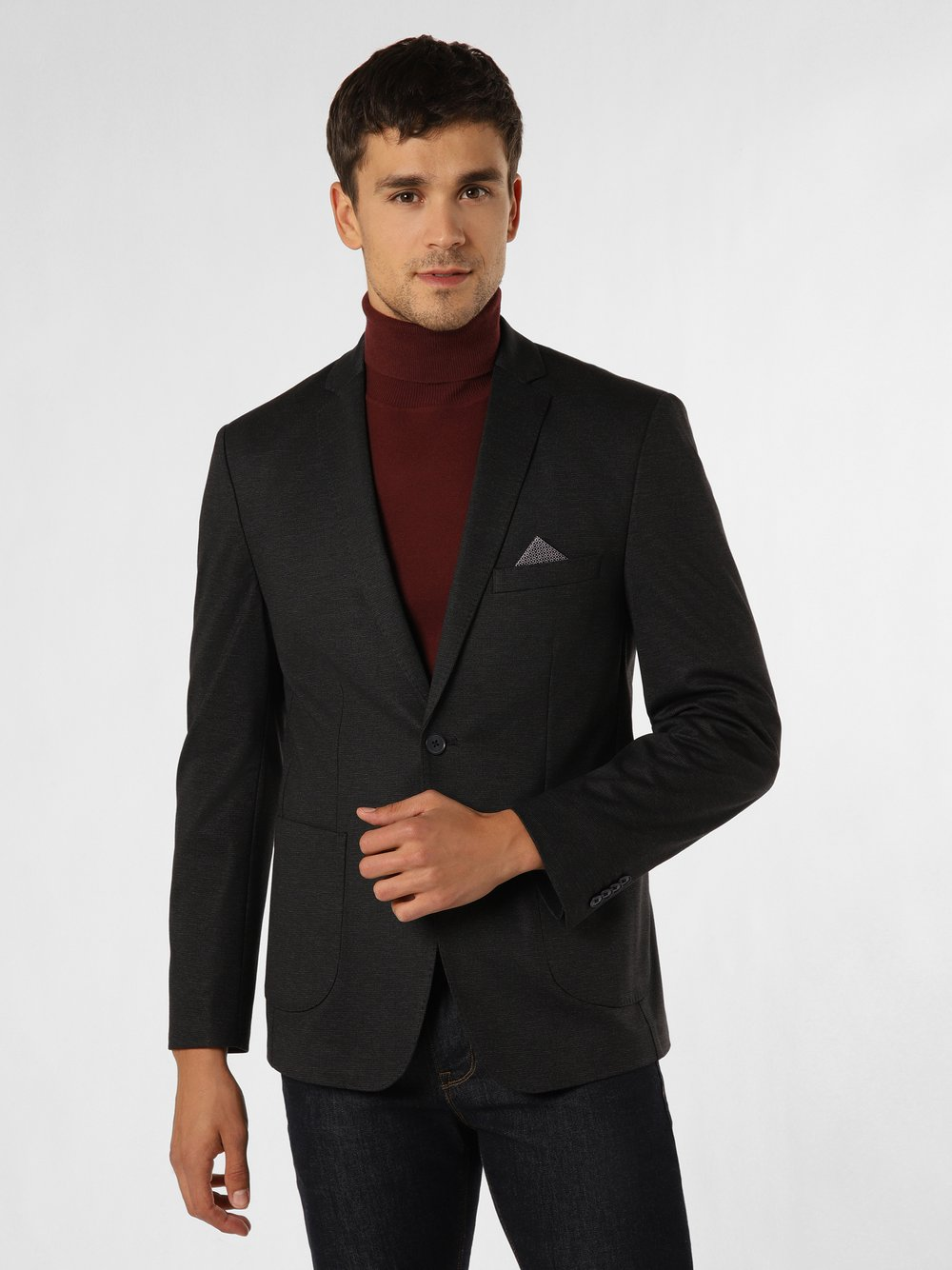Finshley & Harding Marynarka męska Mężczyźni Modern Fit Sztuczne włókno szary, 54